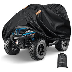 ATV Cover Waterproof 420D Heavy Duty Ripstop Material Black Protects 4 Wheeler from Snow Rain All Season All Weather UV Protection Fits up to 86 Inch