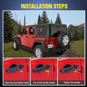 Accessories Aluminum Door Grab Handle Inserts For 2007-2017 Jeep Wrangler JK JKU