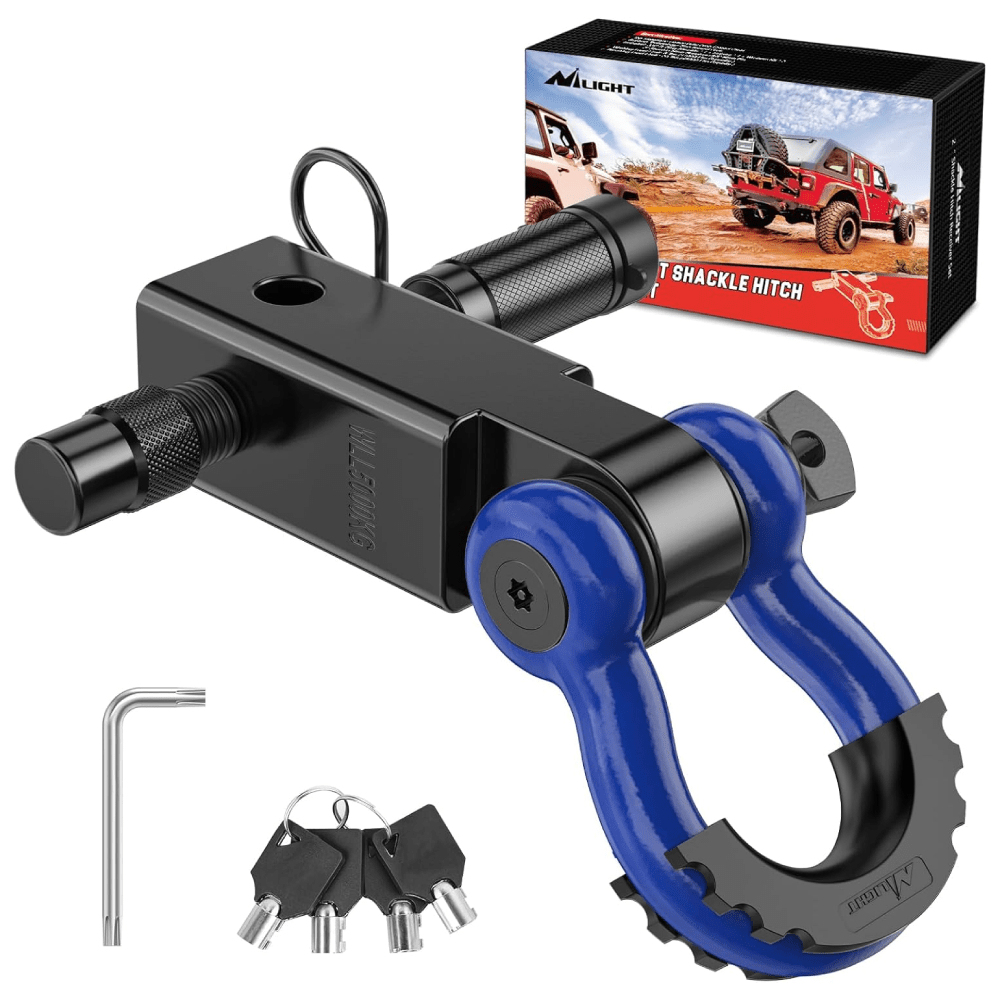 2 Inch Anti-Theft Shackle Hitch Receiver Set Blue Black Nilight