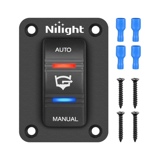 4 Pin Bilge Pump Rocker Switch with Panel and Jumper Wires Nilight Led Light