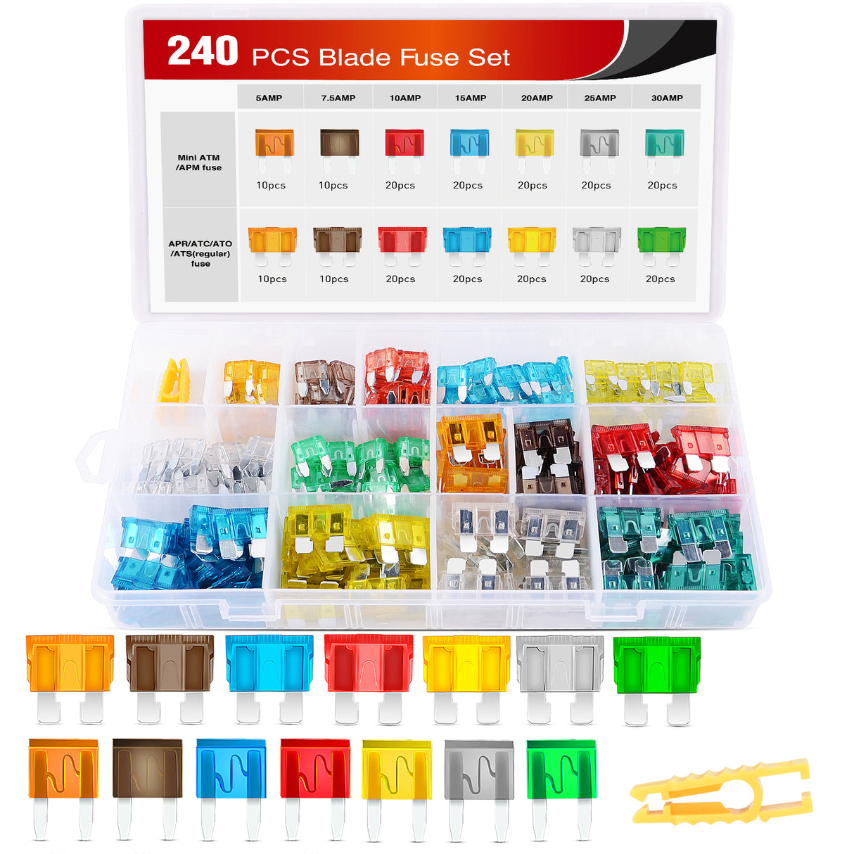 Accessories 240Pcs Standard & Mini Blade Fuse Set