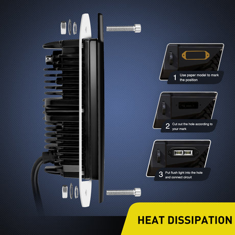 Nilight 7 Inch 40W 3600LM Flush Mount Flood LED Work Light (Pair)