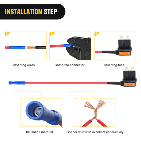 Wiring Harness Kit 10Pcs Standard Add-A-Circuit Fuse Adapter
