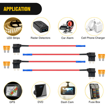 Wiring Harness Kit 10Pcs Standard Add-A-Circuit Fuse Adapter