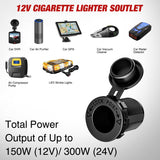 4 in 1 ON/OFF Blue Charger Socket Panel w/ Dual QC 3.0 USB Voltmeter Cigarette