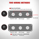 4 in 1 ON/OFF Blue Charger Socket Panel w/ Dual QC 3.0 USB Voltmeter Cigarette