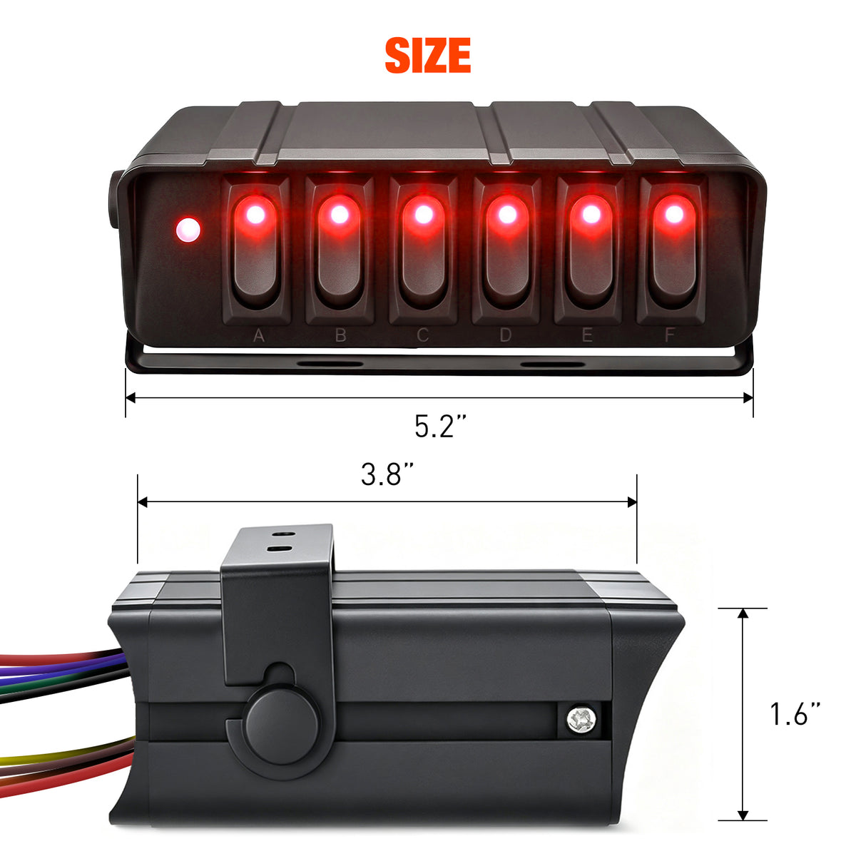 6Gang SPST Rocker Switch Box 60Amp Max