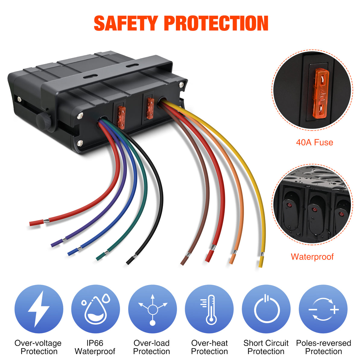 6Gang SPST Rocker Switch Box 60Amp Max