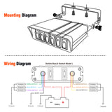 6Gang SPST Rocker Switch Box 60Amp Max