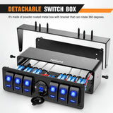 6Gang Aluminum ON/Off Rocker Switch Box w/ QC 3.0 Dual USB Charger Voltmeter