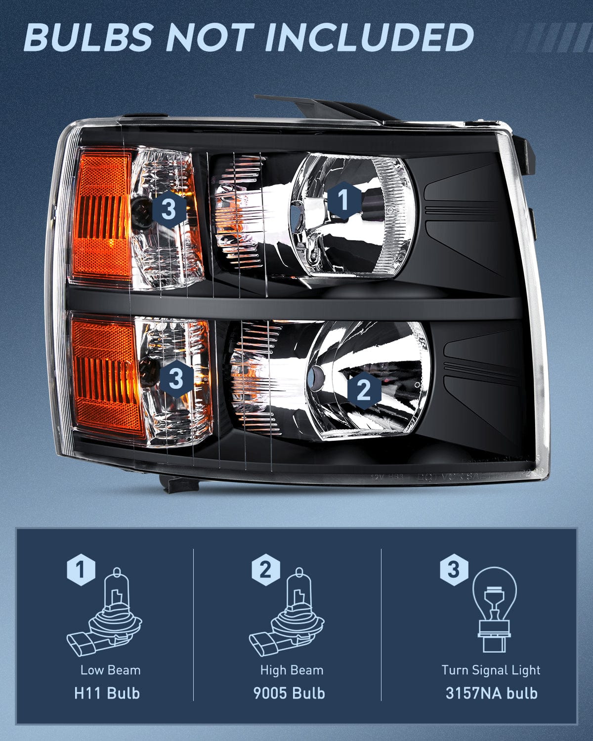 Nilight Headlight and Taillight Assembly Compatible with 2007 2008 2009 2010 2011 2012 2013 Silverado 1500 2007-2014 Silverado 2500HD 3500HD Black Housing Amber Reflector with Red Housing Tail Light