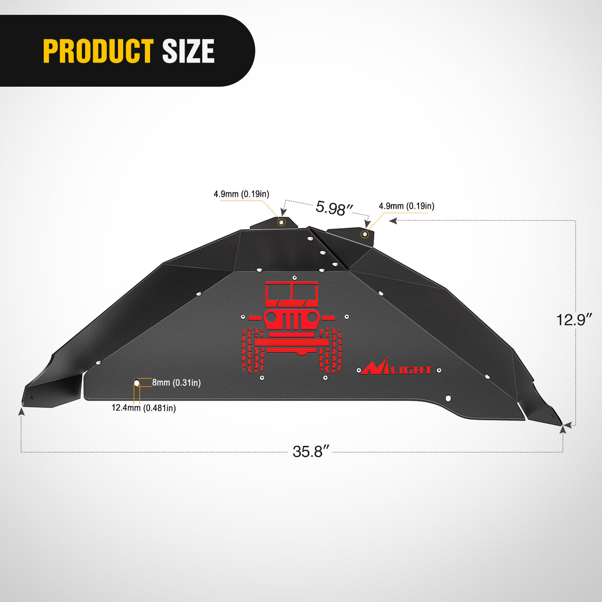 2007 2008 2009 2010 2011 2012 2013 2014 2015 2016 2017 2018 Jeep Wrangler JK JKU 4WD Rear Inner Fender Liners Wheel Cover