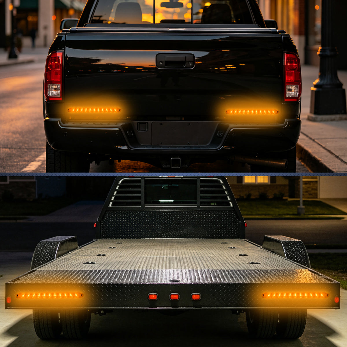16 Inch 11 LEDs Amber Trailer Light Bar (Pair)