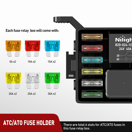 Accessories Fuse and Relay Block Box 6 Slots 12V ATC/ATO Universal Waterproof Kit for Car Truck Marine Boat