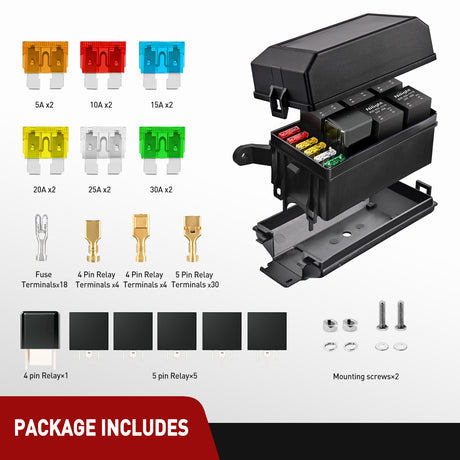 Accessories Fuse and Relay Block Box 6 Slots 12V ATC/ATO Universal Waterproof Kit for Car Truck Marine Boat