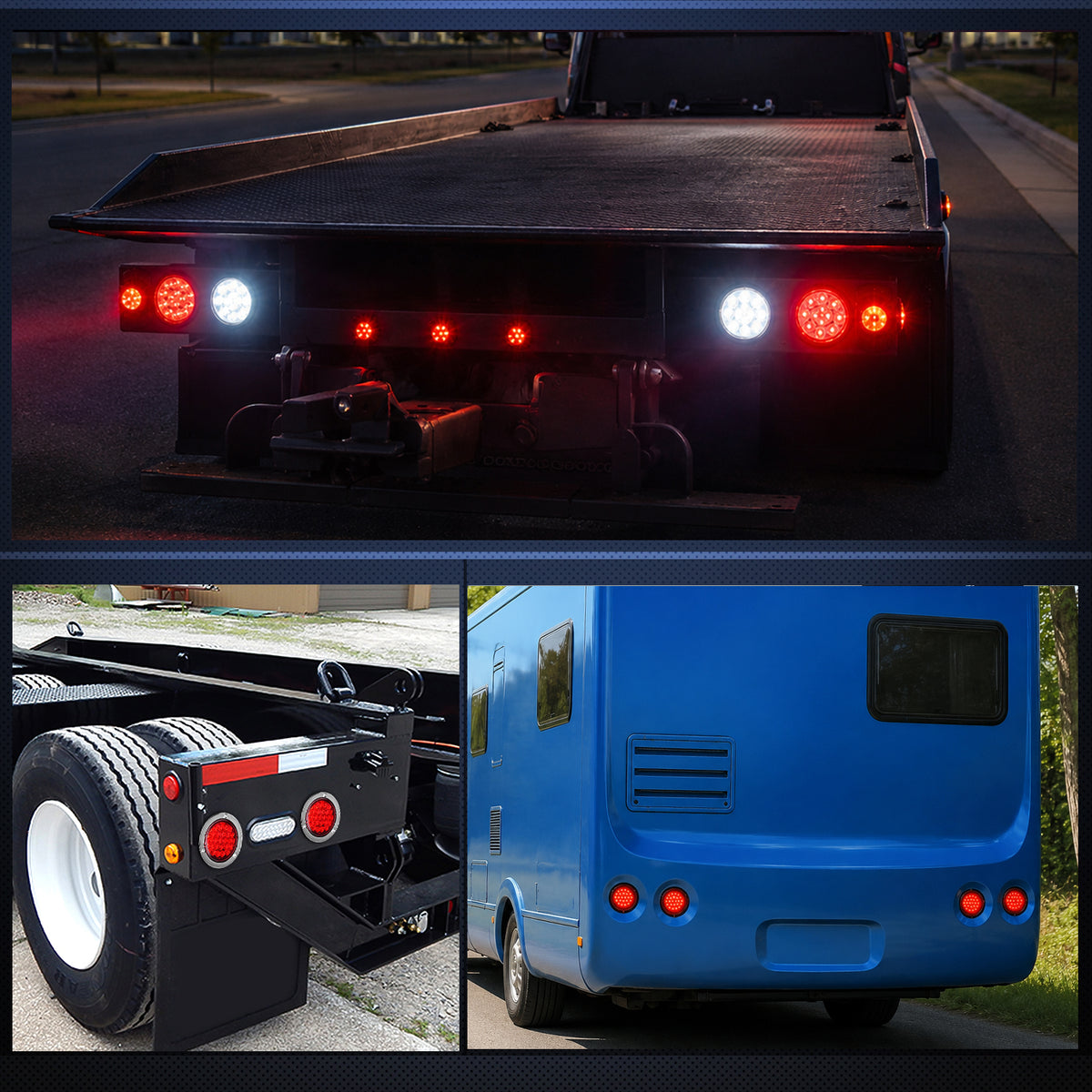 4 Inch Red Round Steel Chrome 24Leds Tail Light (Pair)