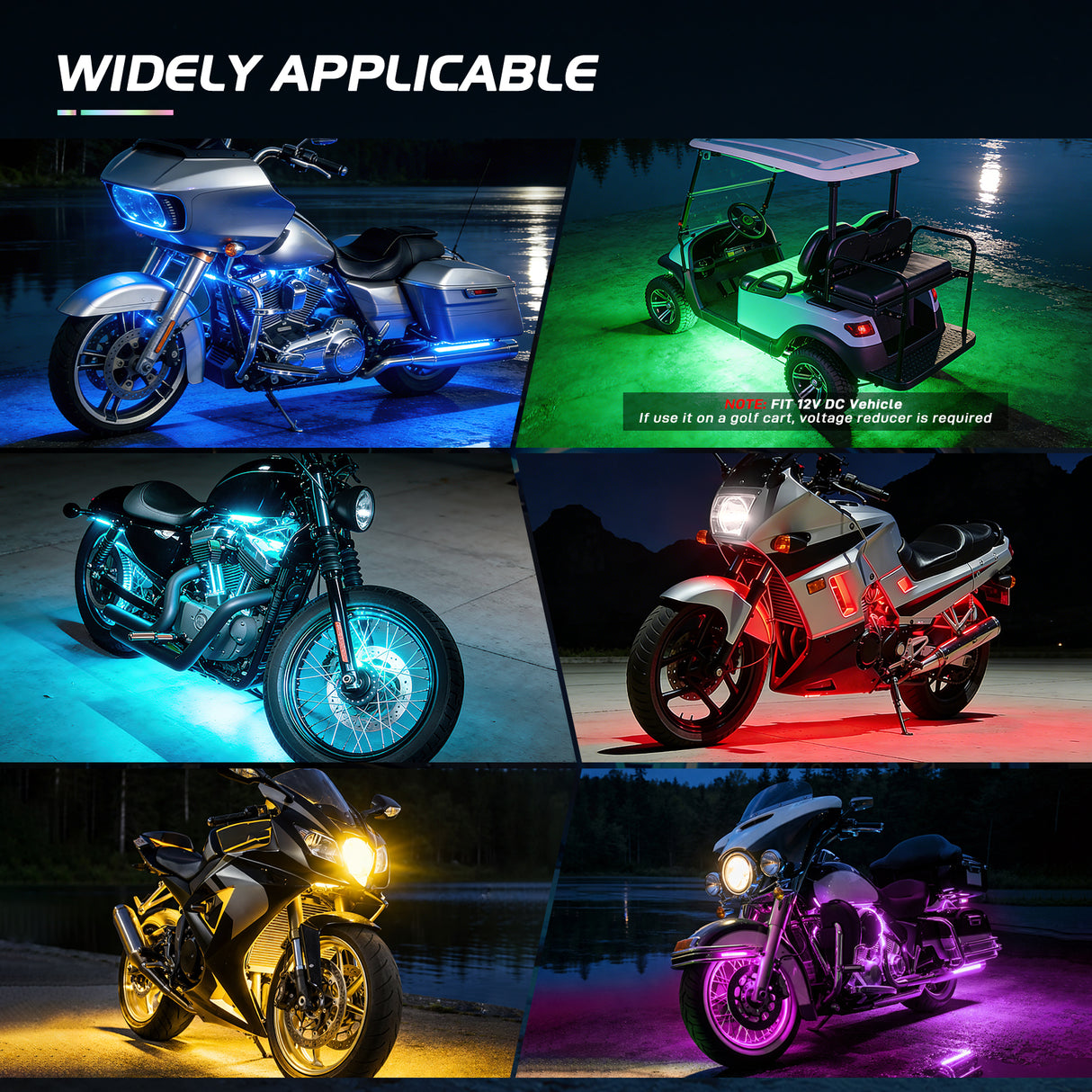 Led Light Strip Motorcycle RGB APP Remote Control LED Strip Lights 12PCS