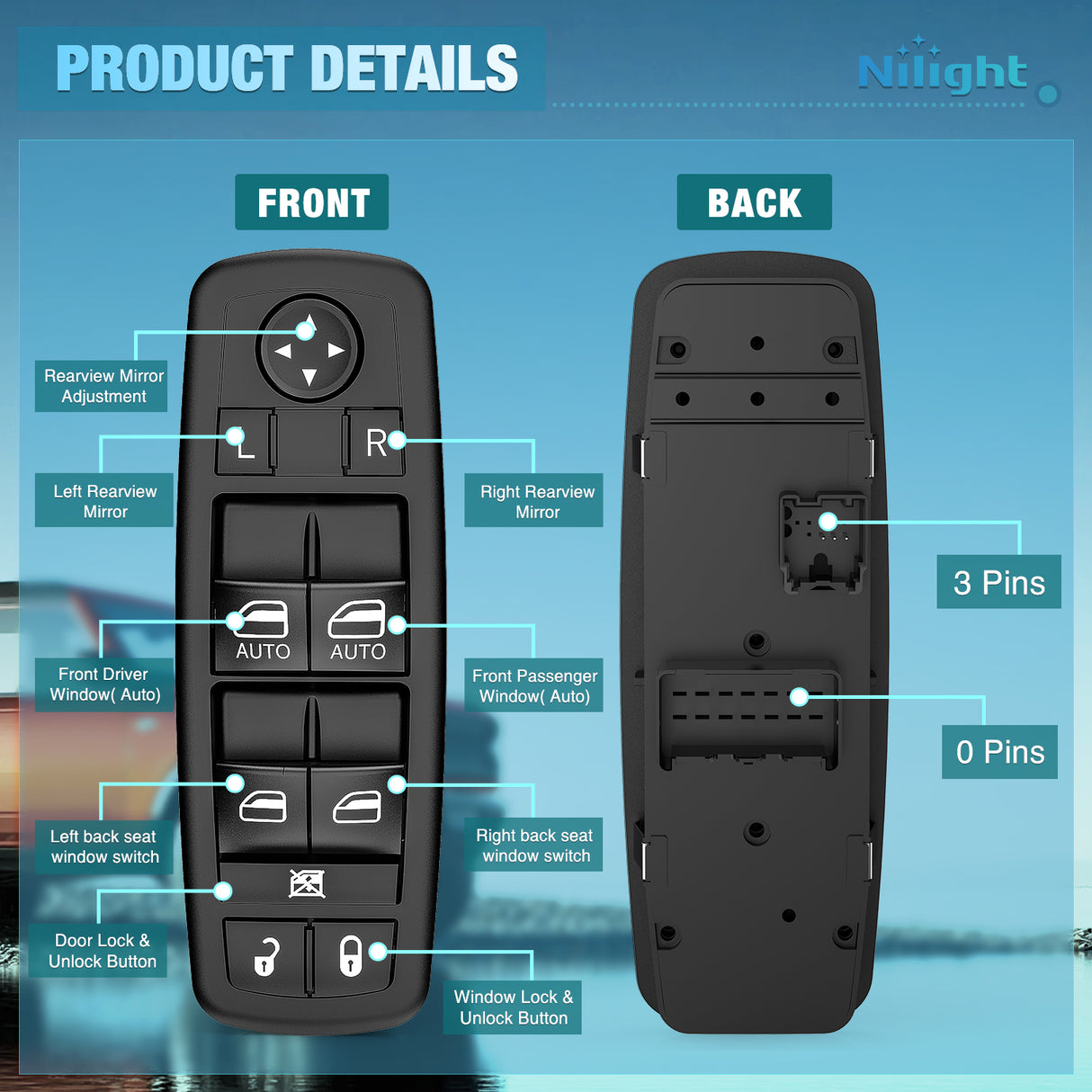 2012 2013 2014 2015 2016 2017 2018 2019 Dodge Grand Caravan 2012 2013 2014 2015 2016 Chrysler Town & Country Power Master Window Switch