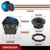 Nilight 5PCS Waterproof Round Rocker Switch w/Wiring Harness Switches Holder 12V 24V Blue LED Lighted On Off Toggle Shell SPST 3Pin for Switch Panel Car RV Trucks Marine Boats