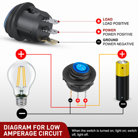 Nilight 5PCS Waterproof Round Rocker Switch w/Wiring Harness Switches Holder 12V 24V Blue LED Lighted On Off Toggle Shell SPST 3Pin for Switch Panel Car RV Trucks Marine Boats