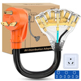 30 Amp to (3) 15/20 Amp TT-30P Male Plug to 5-15R/5-20R Female Receptacle Nilight
