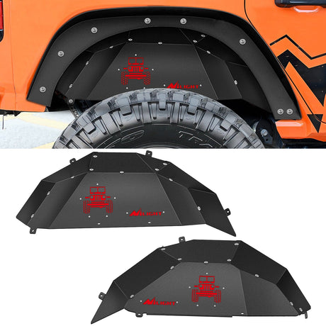 Accessories Rear Inner Fender Liners Steel Wheel Cover Fit for 2018 2019 2020 2021 2022 2023 2024 2025 Wrangler JL JLU 4 Doors 2 Doors Unlimited Bolt-on Style Fender Flares Splash Guards