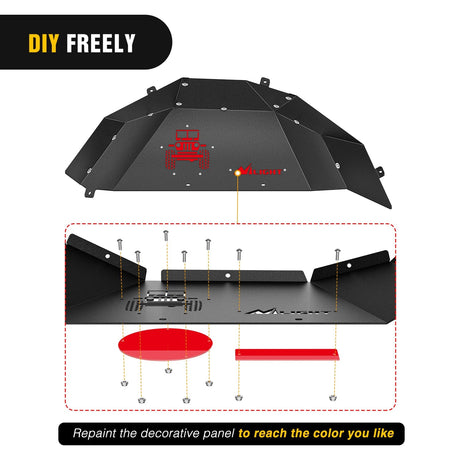 Accessories Rear Inner Fender Liners Steel Wheel Cover Fit for 2018 2019 2020 2021 2022 2023 2024 2025 Wrangler JL JLU 4 Doors 2 Doors Unlimited Bolt-on Style Fender Flares Splash Guards