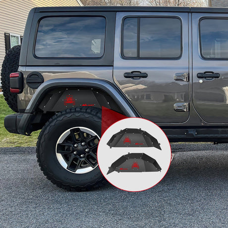 Accessories Rear Inner Fender Liners Steel Wheel Cover Fit for 2018 2019 2020 2021 2022 2023 2024 2025 Wrangler JL JLU 4 Doors 2 Doors Unlimited Bolt-on Style Fender Flares Splash Guards