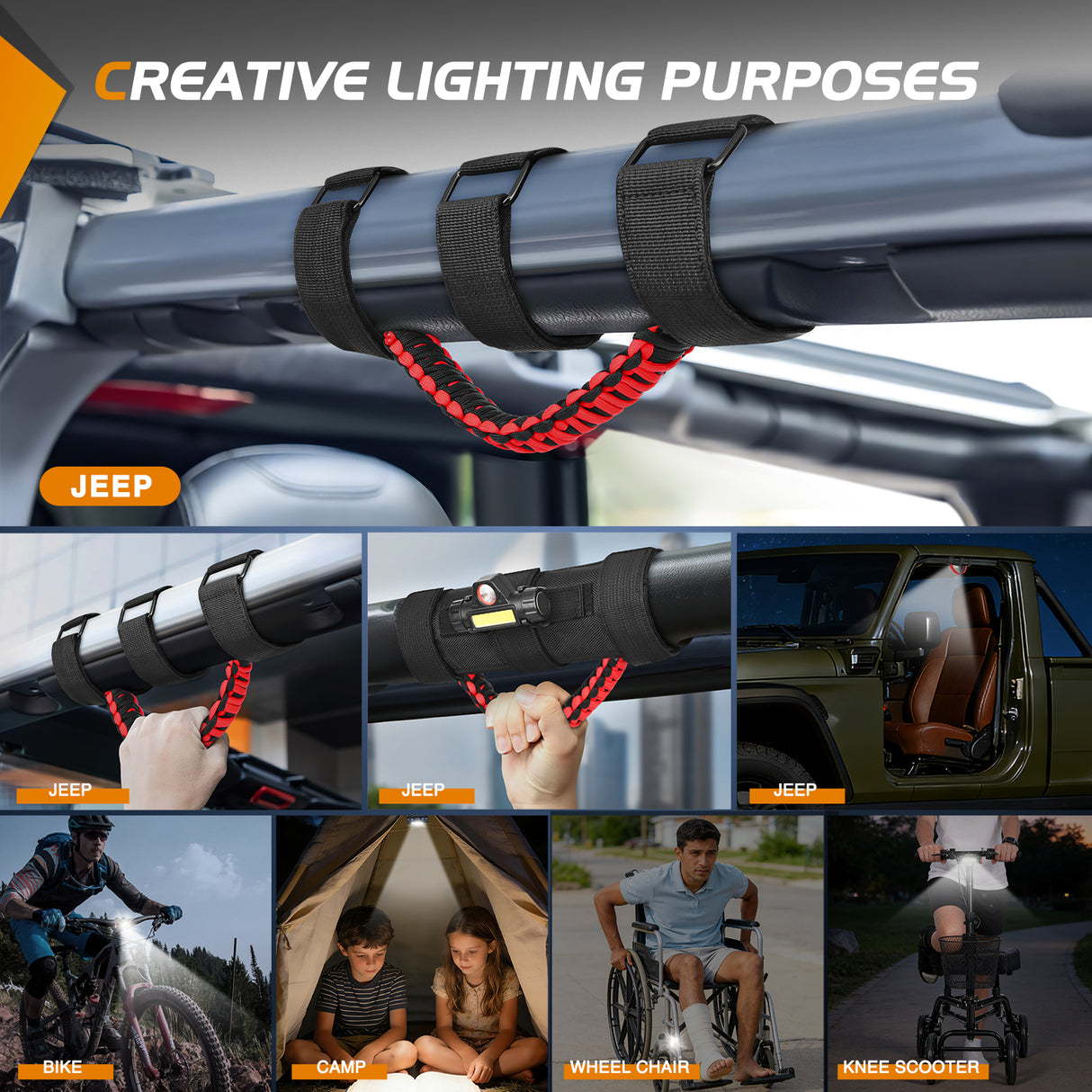 LED Work Light Dome Light Spot Flood Combo Universal 2in-4in Roll Bar Mount