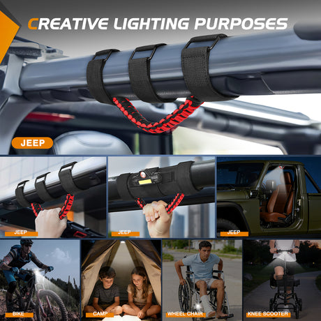 LED Work Light Dome Light Spot Flood Combo Universal 2in-4in Roll Bar Mount