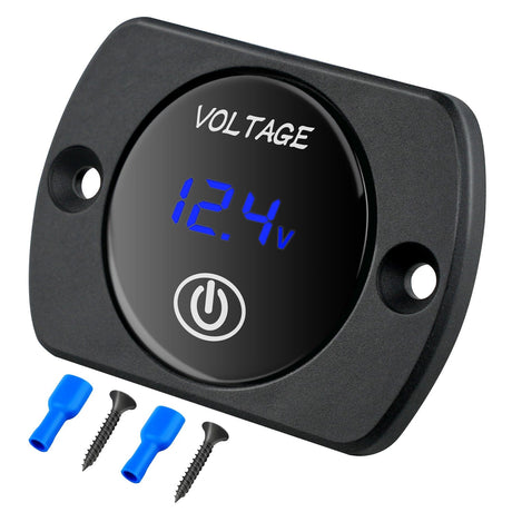 Accessories 12V LED Display Voltmeter with Touch Switch Digital Voltage Gauge Panel Meter Waterproof Battery Monitor Board 8-48V for Marine Boat Car Automotive Motorcycle Golf Cart