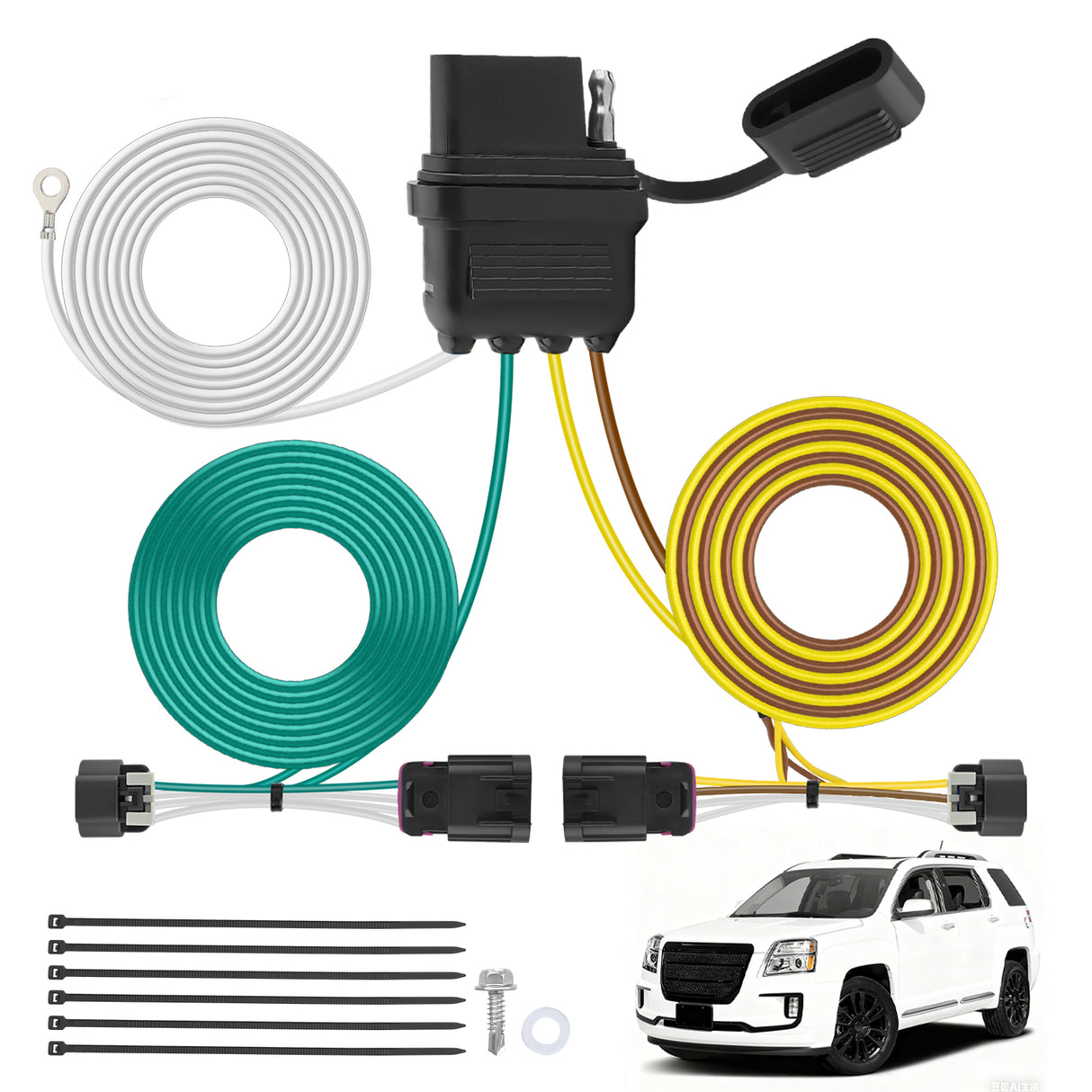 4 Pin Trailer Wiring Harness Kit 56094 Vehicle Side Custom for 2010 2011 2012 2013 2014 2015 2016 2017 Chevy Equinox GMC Terrain Trailer Light Harness w/o Factory Tow Package