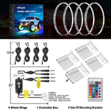 15.5 Inch LED Wheel Ring Lights Single Row RGB APP Remote Control 4Pcs