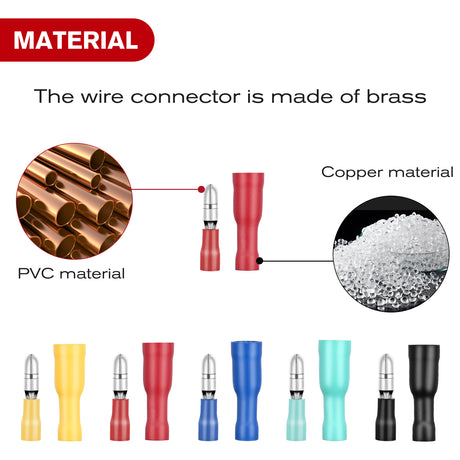 Nilight 200PCS Bullet Terminals Wire Connectors AWG 22-14 Female & Male Butt Insulated Waterproof Electrical Connector Kit for Automotive Marine Electrical Wiring
