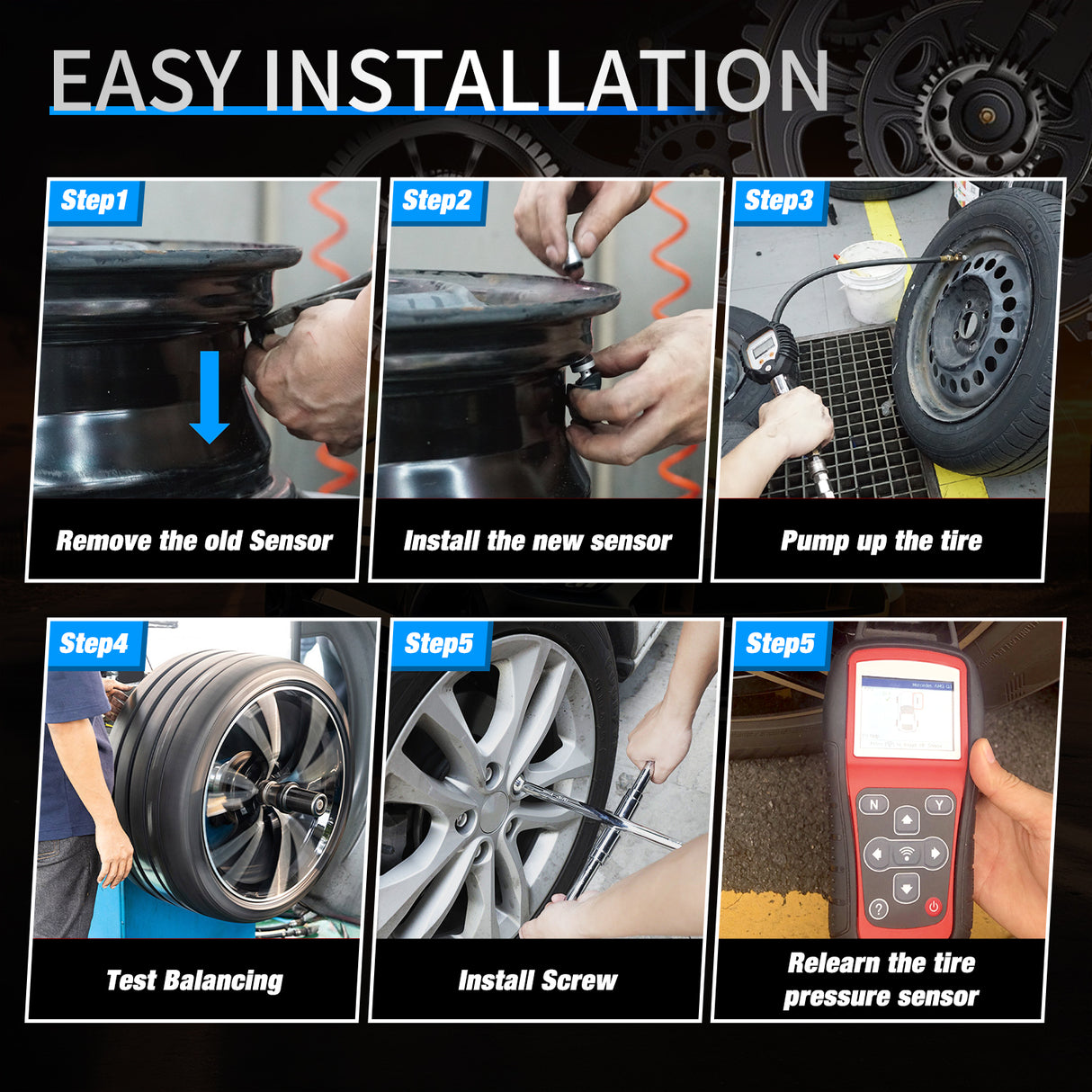 Nilight TPMS Sensor Compatible with 2009 2011 2012 2013 2014 2015 Ford F150 Fusion Mustang 2011-2020 Focus Explorer Lincoln MKS MKT MKX Navigator 315Mhz Tire Pressure Sensors