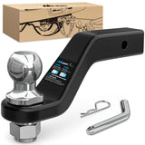 Nilight Forged Trailer Hitch Mount with 2-5/16-Inch Ball Fits 2 Inch Receiver Square 5/8Inch Hitch Pin Clip 15000 lbs 4Inch Drop, 1-1/4Inch Hole, Gloss Black Powder Coat, 2 Years Warranty