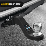 Nilight Forged Trailer Hitch Mount with 2-5/16-Inch Ball Fits 2 Inch Receiver Square 5/8Inch Hitch Pin Clip 15000 lbs 4Inch Drop, 1-1/4Inch Hole, Gloss Black Powder Coat, 2 Years Warranty