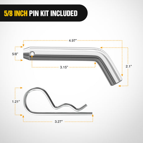 Forged Trailer Hitch Mount with 2-5/16-Inch Ball Fits 2 Inch Receiver Square 5/8Inch Hitch Pin Clip 15000 lbs 2Inch Drop, 1-1/4Inch Hole, Gloss Black Powder Coat, 2 Years Warranty