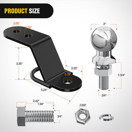 Nilight ATV/UTV Three-Way Hitch with 2 Inch Ball 3500lbs 3 Trailer Hitch Ball Mount Lawn Mover Hitch ATV UTV Trailer Hitch Adapter 3Inch Drop/Rise 3 Mounting Options