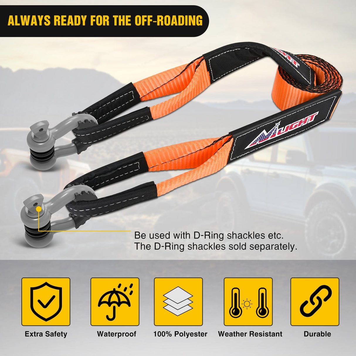 Tie Down Straps 3 x 8inch Tree Saver Tow Strap Heavy-Duty Axle Strap Set