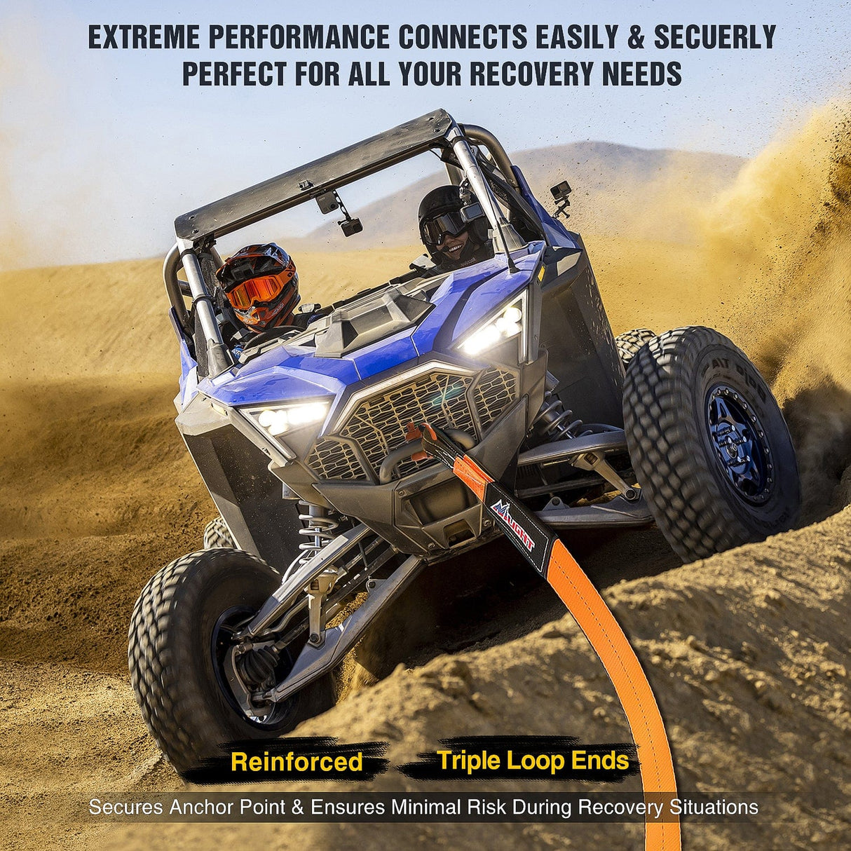 Tie Down Straps 3 x 8inch Tree Saver Tow Strap Heavy-Duty Axle Strap Set