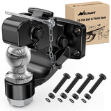 Nilight Pintle Hook Trailer Hitches Receiver Hook Combination 2Inch Hitch Ball with Mounting Kit, 12000LBS Black Bolt On Adjustable Powder-Coated