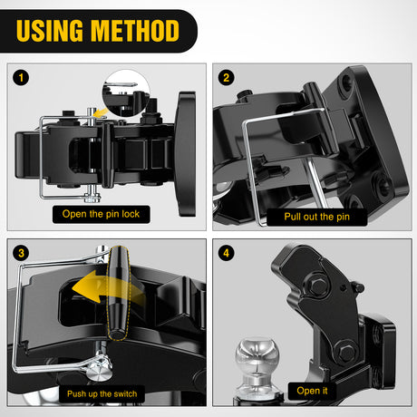 Nilight Pintle Hook Trailer Hitches Receiver Hook Combination 2Inch Hitch Ball with Mounting Kit, 12000LBS Black Bolt On Adjustable Powder-Coated