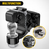 Nilight Pintle Hook Trailer Hitches Receiver Hook Combination 2Inch Hitch Ball with Mounting Kit, 12000LBS Black Bolt On Adjustable Powder-Coated