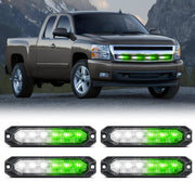 6LED Green White Surface Mount Flashing Emergency Strobe lights 4 PCS