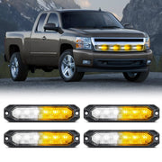 6LED Amber White Surface Mount Flashing Emergency Strobe lights 4 PCS