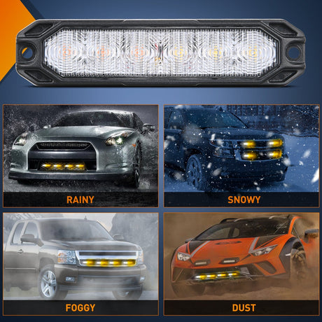 led strobe light 6LED Amber White Surface Mount Flashing Emergency Strobe lights 4 PCS