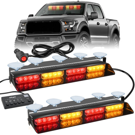 led strobe light 32LED Amber Red Emergency Dash Strobe Lights with Controller Suction Cups