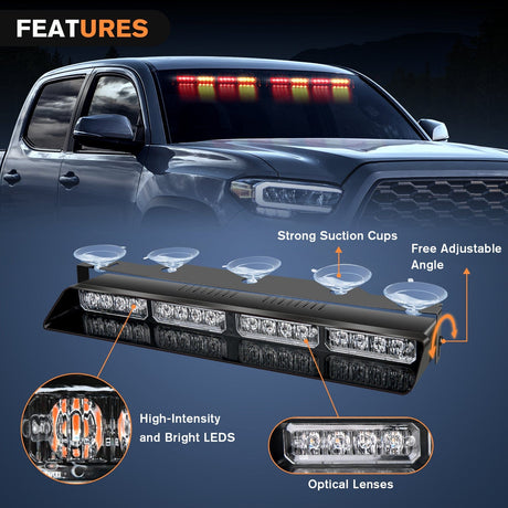 led strobe light 32LED Amber Red Emergency Dash Strobe Lights with Controller Suction Cups