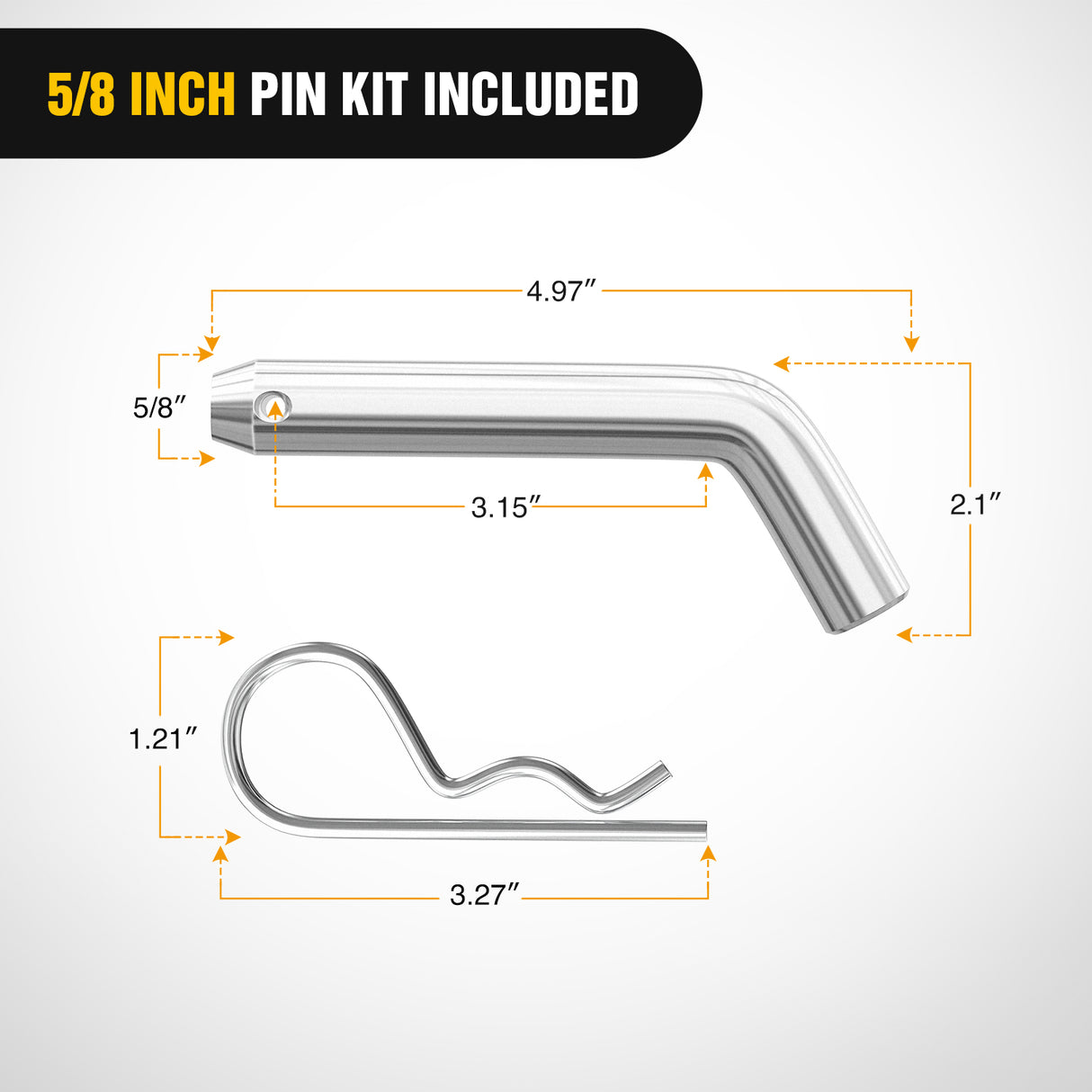 Nilight Trailer Hitch Ball Mount with 5/8Inch Hitch Pin Clip Fits 2 Inch Receiver Square 7500 lbs 8Inch Drop 7Inch Rise 1Inch Hole Gloss Black Powder Coast